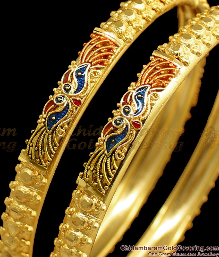 BR1550-2.4 Latest Peacock Design Gold Bangles For Online Shopping