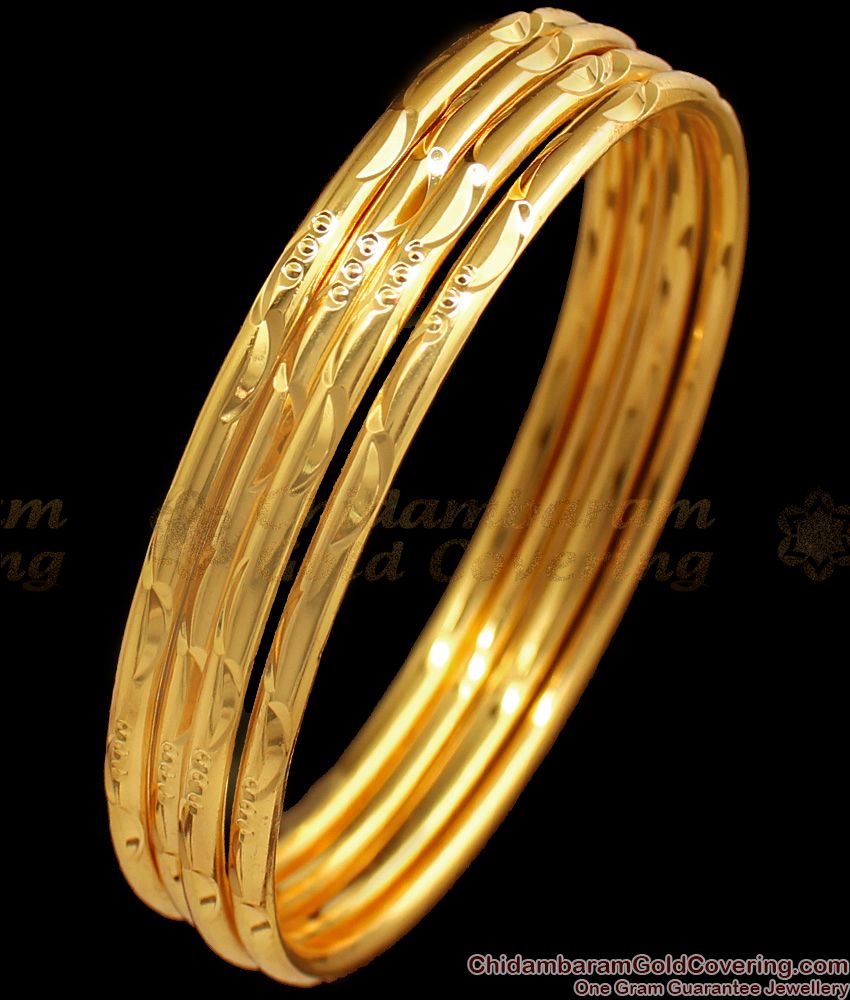 BR1591-2.10 Set Of Four Gold Bangles For Daily Wear Collections