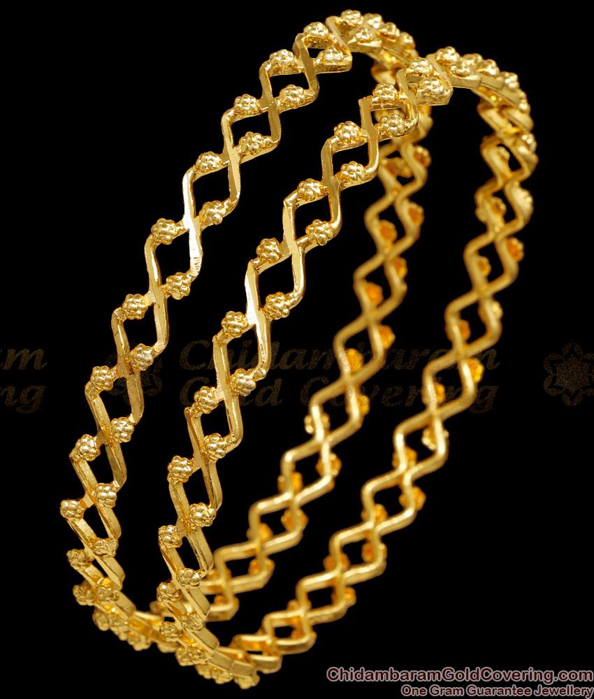 BR093-2.10 Size Traditional South Indian Gold Plated Thin Neli Bangle Design BR093-2.10 Size Traditional South Indian Gold Plated Thin Neli Bangle Design