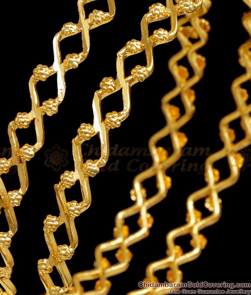 BR093-2.10 Size Traditional South Indian Gold Plated Thin Neli Bangle Design BR093-2.10 Size Traditional South Indian Gold Plated Thin Neli Bangle Design