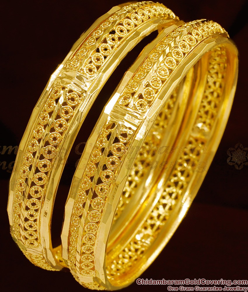 BR1003-2.4 Size Beautiful Gold Tone Kerala Design Bangles