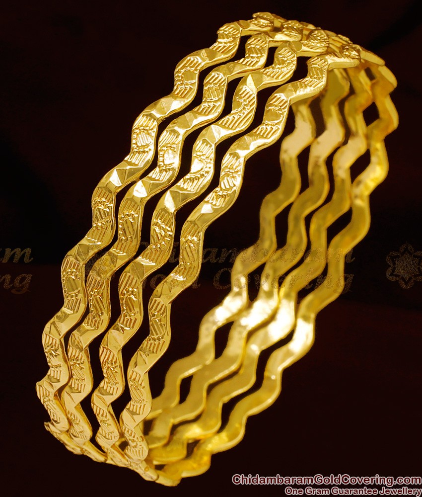 BR1010-2.4 Size Daily Use Curvy Design Thin Bangles For Women BR1010-2.4 Size Daily Use Curvy Design Thin Bangles For Women