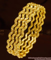 BR1014-2.4 Size Curvy Design Thin Gold Plated Bangles For Women 
