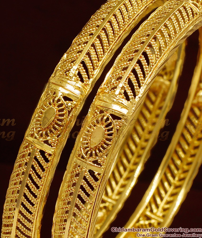 BR1015-2.6 Size Unique Kerala Pattern Gold Tone Imitation Bangles Buy Online