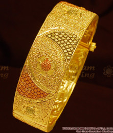 BR1021-2.6 Size Gold Tone Broad Enamel Kada Bangles Set Screw Type