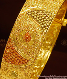 BR1021-2.6 Size Gold Tone Broad Enamel Kada Bangles Set Screw Type BR1021-2.6 Size Gold Tone Broad Enamel Kada Bangles Set Screw Type