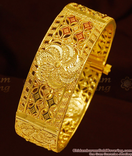 BR1022 2.6 Size Broad Flower Design Enamel Screw Type Kada Bangles