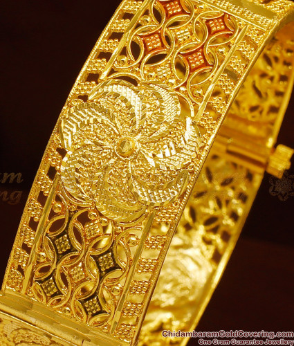 BR1022 2.4 Size Broad Flower Design Enamel Screw Type Kada Bangles