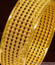 BR1023-2.10 Size Plain Broad Gold Flower Pattern Bridal Bangles Set