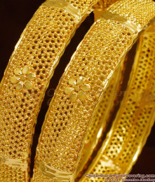 BR1025-2.4 Size Net Type Broad Flower Design Bangles For Women