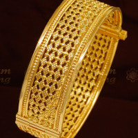 BR1027 2.6 Size Gold Kada Bangle Net Pattern Screw Type