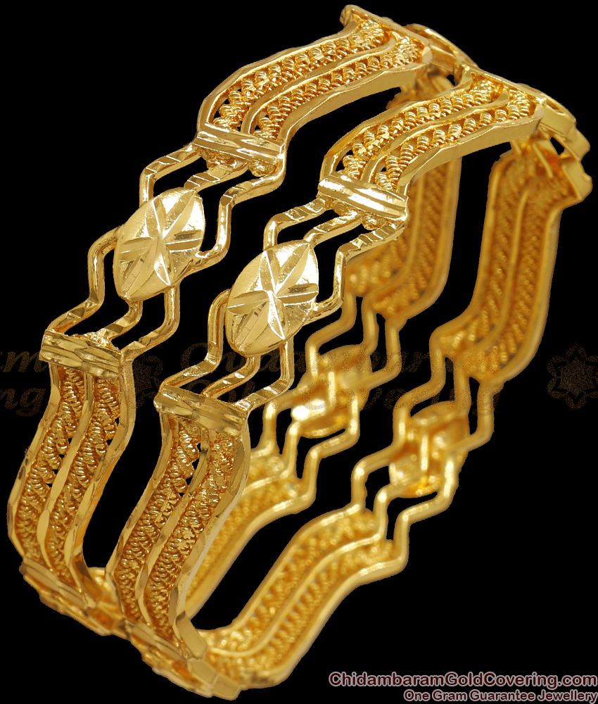 BR104-2.4 Size South Indian Gold Like Design Curvy Neli Bangles Online