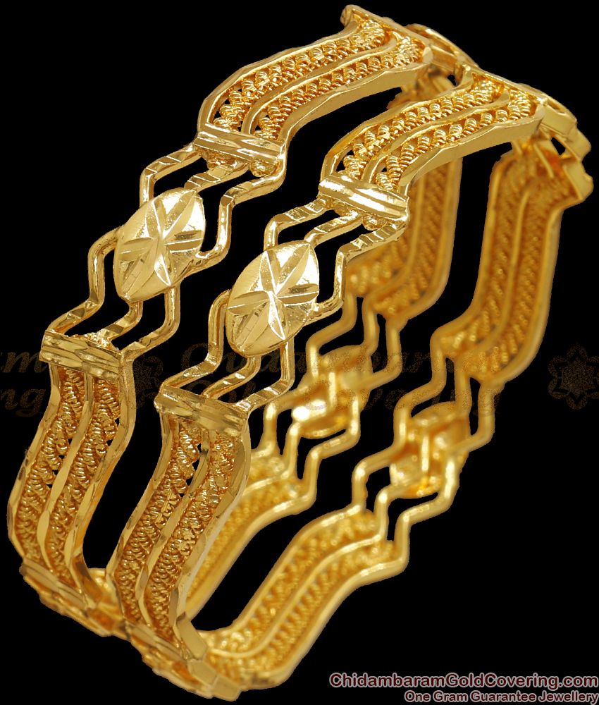 BR104-2.8 Size South Indian Gold Like Design Curvy Neli Bangles Online