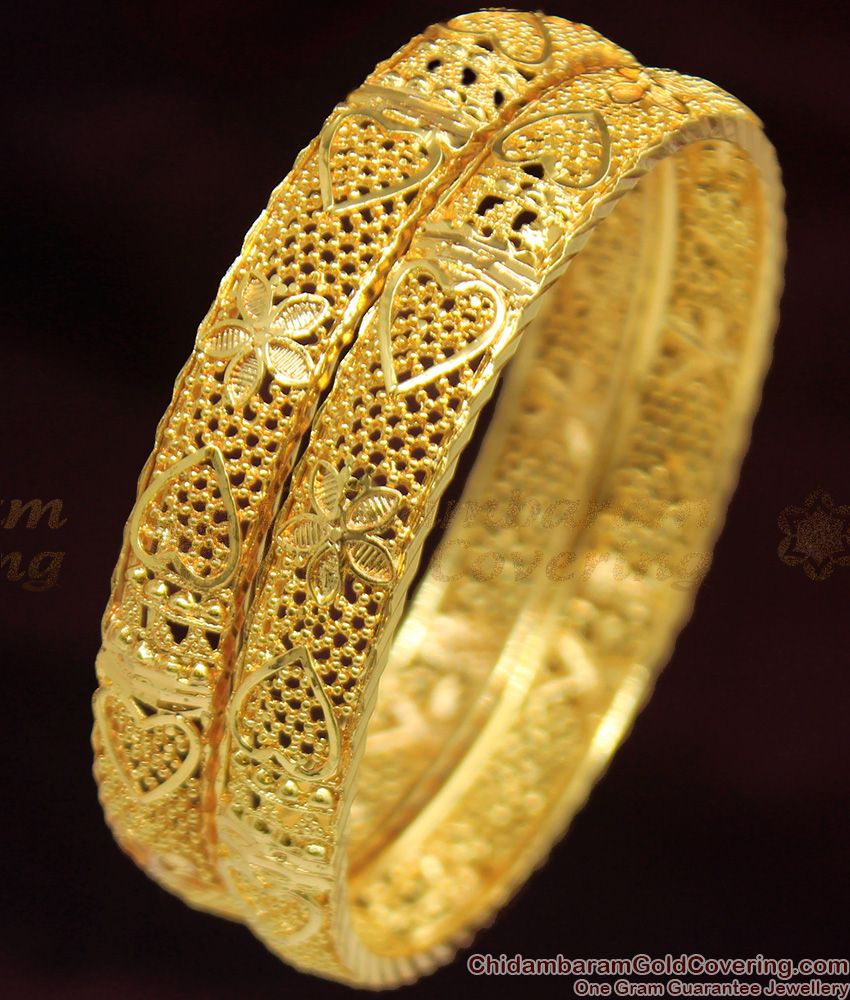 BR1040-2.6 Size Trendy Flower Heart Kerala Gold Bangles For Womens Online Shopping BR1040-2.6 Size Trendy Flower Heart Kerala Gold Bangles For Womens Online Shopping