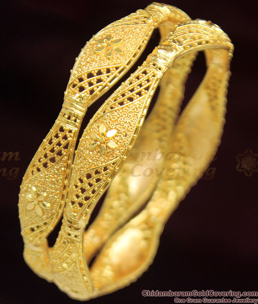 BR1041-2.8 Kerala Bridal Wear Gold Plated Flower Model Bangles Diwali Offer BR1041-2.8 Kerala Bridal Wear Gold Plated Flower Model Bangles Diwali Offer