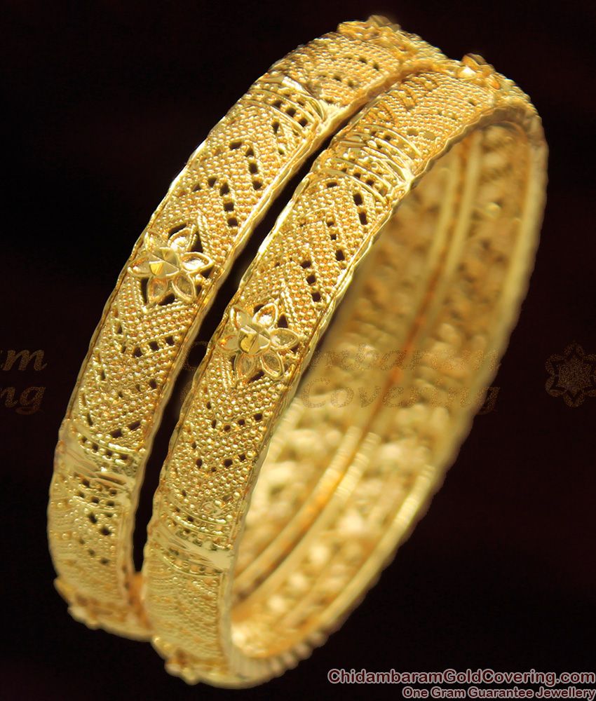 BR1042-2.8 Beautiful Bridal Designer Bangles Kerala Gold Diwali Special Offer
