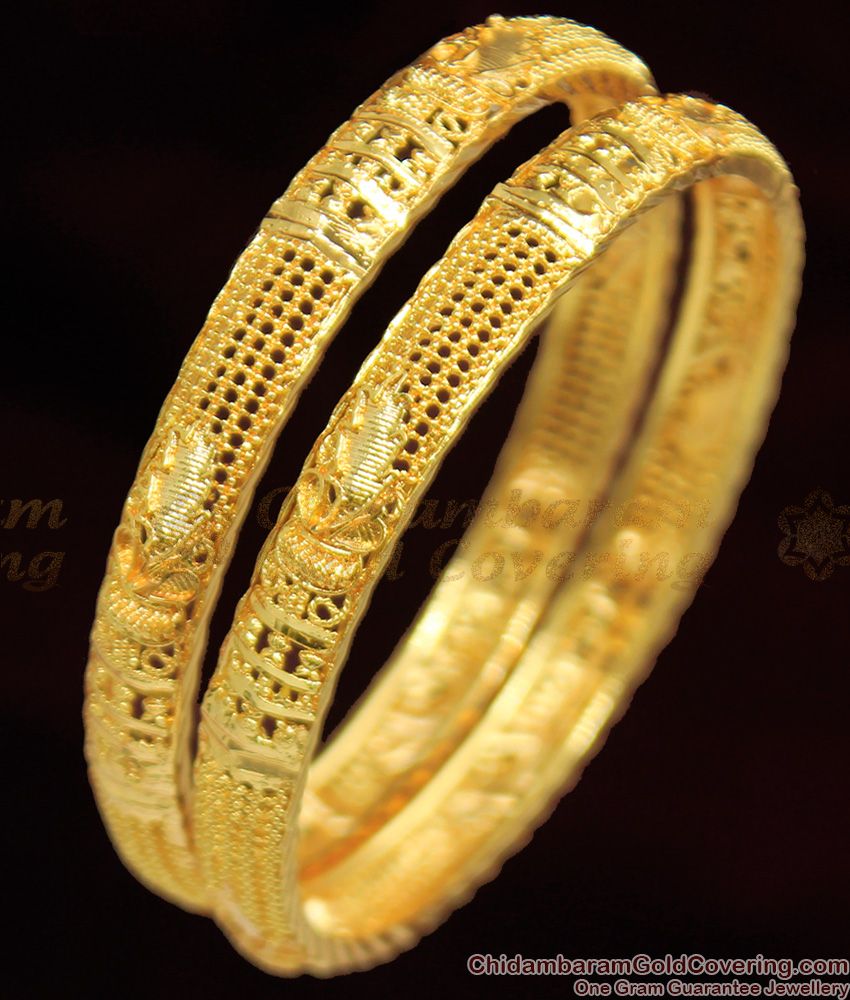 BR1051-2.8 Kerala Gold Plated Bridal Set Bangles For Marriage 