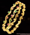 BR1055-2.4 Thin Ruby Emerald Stone Nelli Gold Bangle Diwali Collection