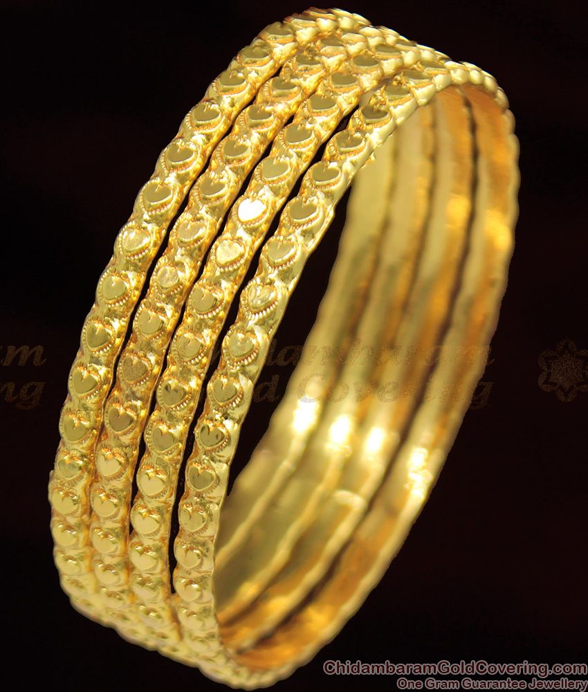 BR1063-2.6 Heart Design Traditional Gold Ethnic Wear Bangles South Indian Jewellery