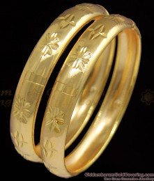 BR1066-2.8 Trendy Kappu Design Simple Gold Bangles For Daily Wear