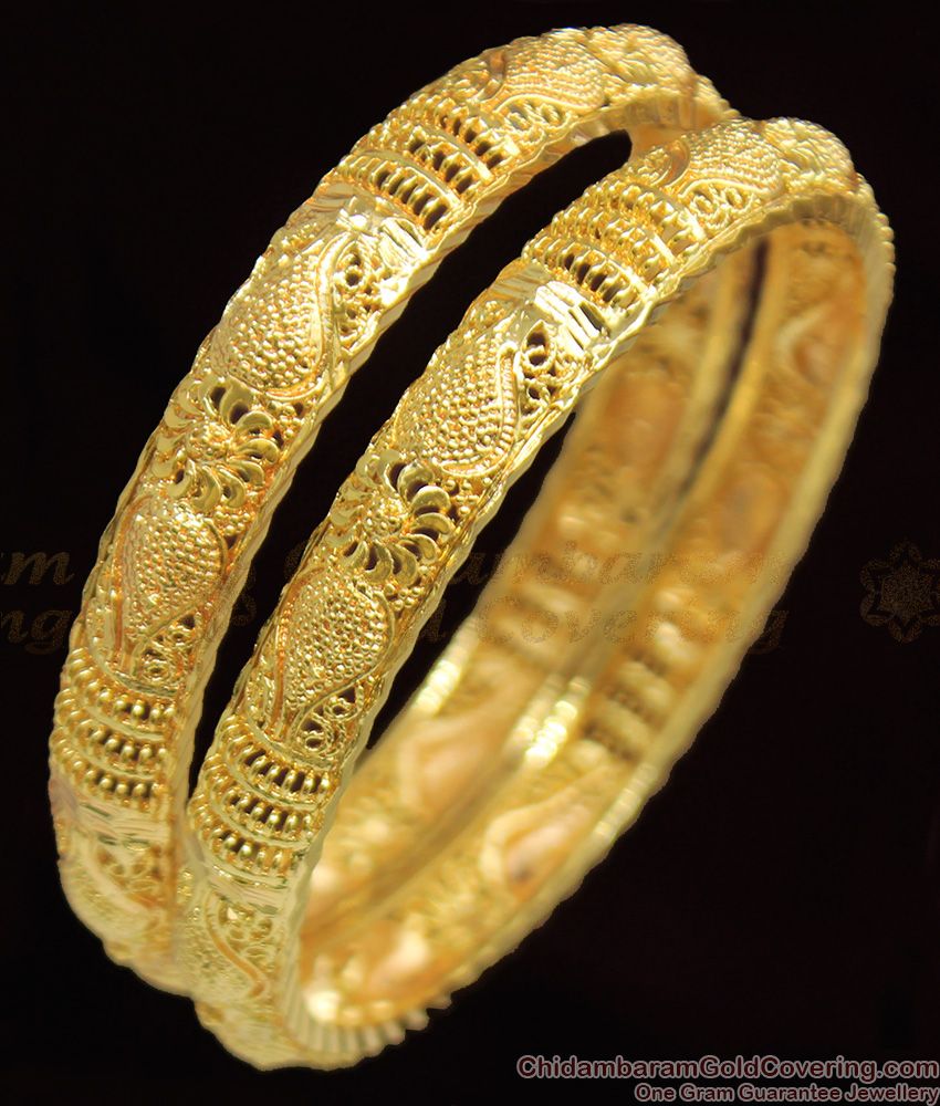 BR1071-2.10 Traditional Chidambaram Gold Plated Bangles Collection Daily Use