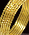 BR1080-2.6 Set Of Six Gold Plated Thin Traditional Bangles Collection Daily Use