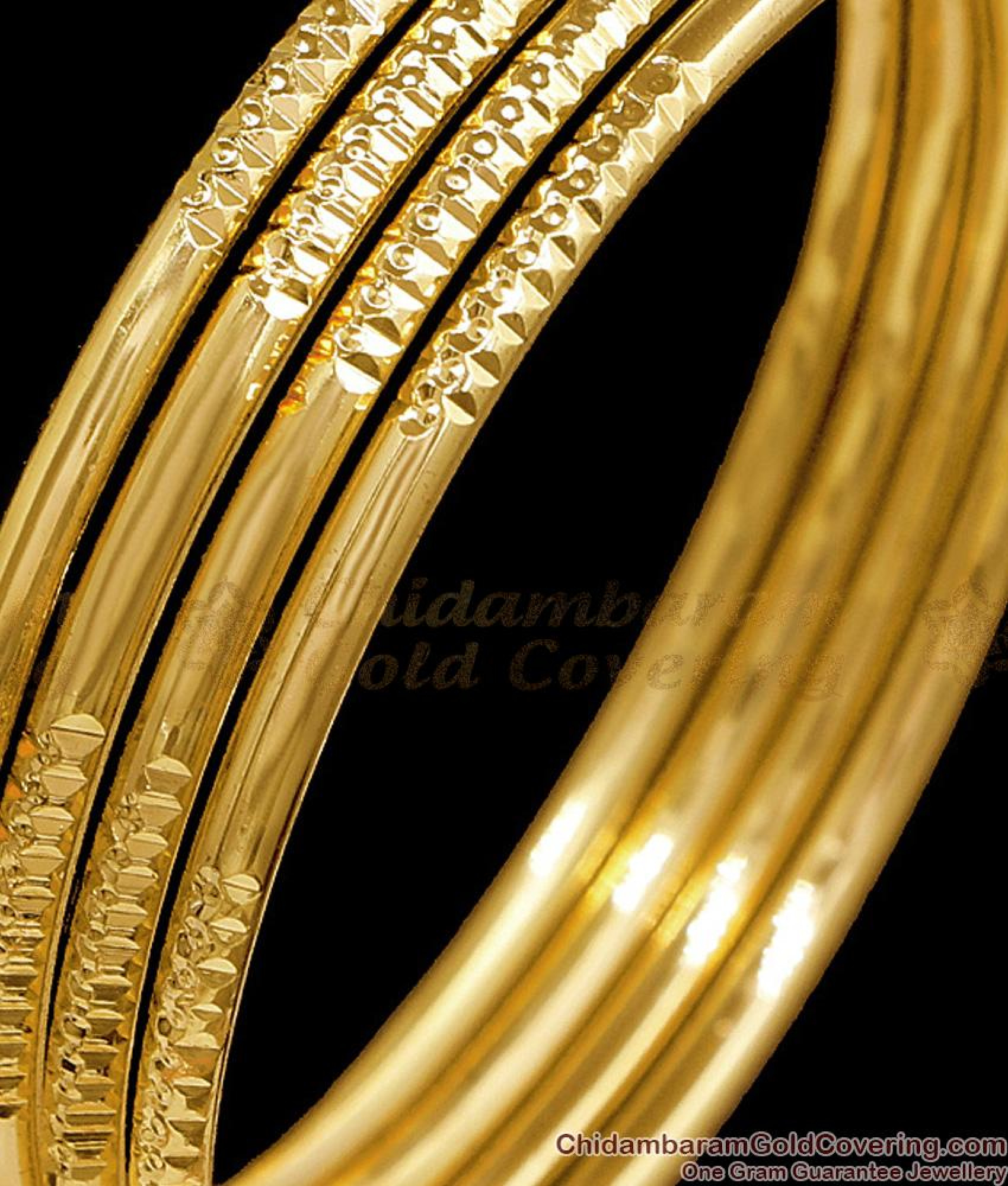 BR1082-2.4 Size Set Of Four One Gram Gold Bangle Set For Daily Use
