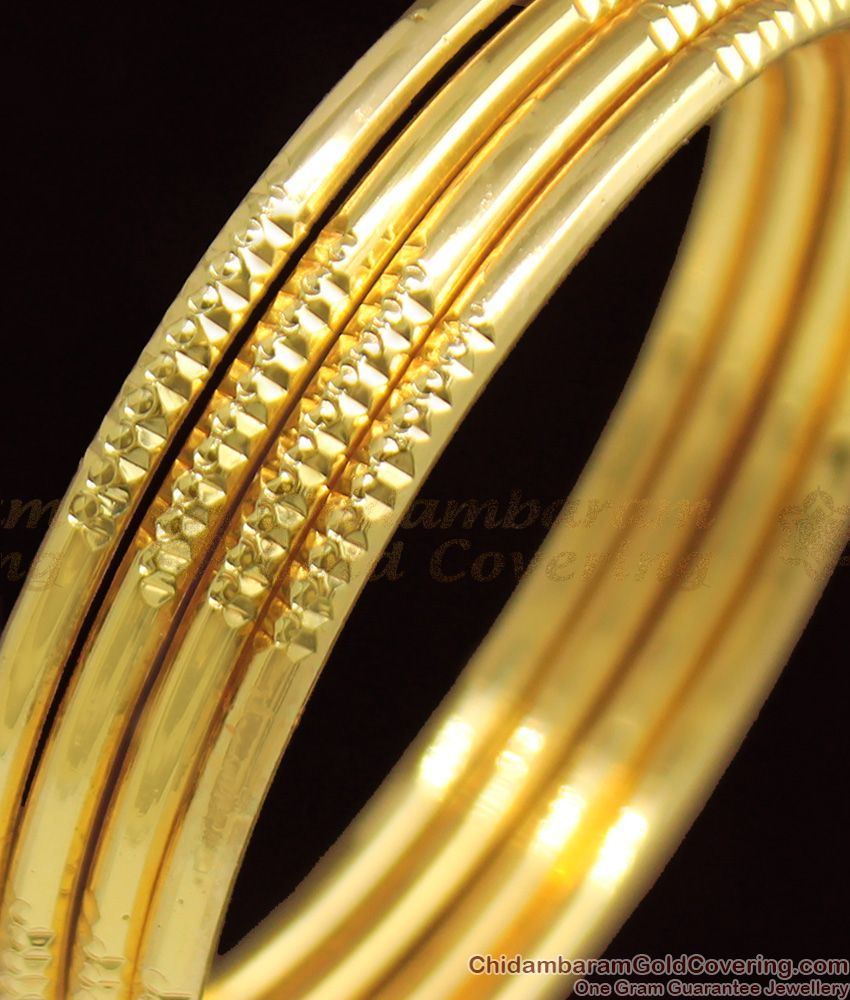 BR1082-2.6 Heavy Weight Simple Traditional Set Of Four Gold Finish Bangles Collection