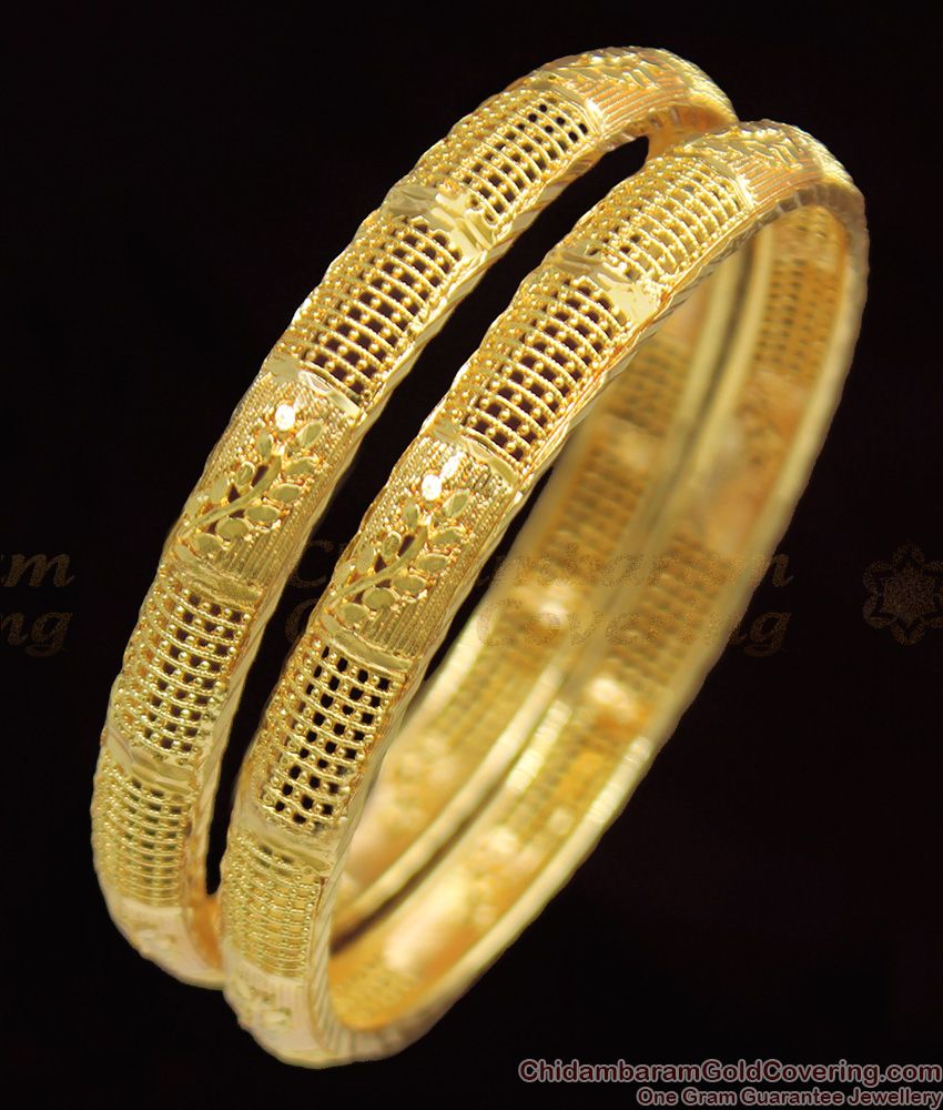 BR1087-2.10 Net Pattern Beautiful Leaf Design Gold Plated Bangle Daily Wear BR1087-2.10 Net Pattern Beautiful Leaf Design Gold Plated Bangle Daily Wear