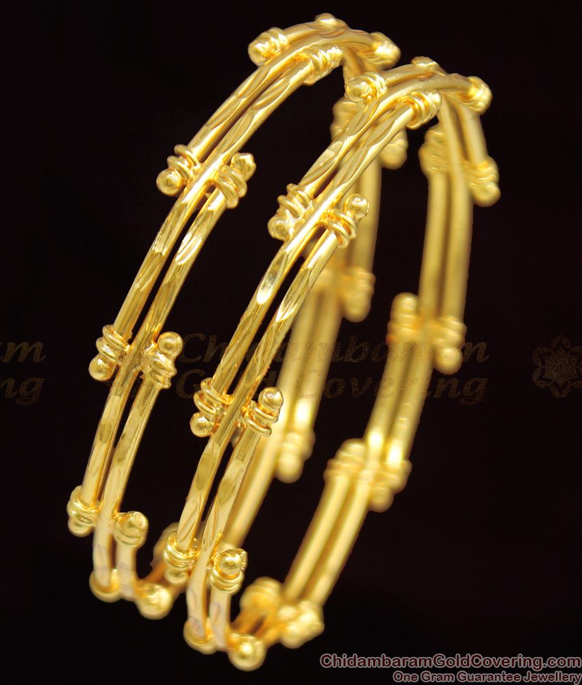 BR1091-2.12 Latest Trend Gold Plated Bangles For Girls Office And College Use