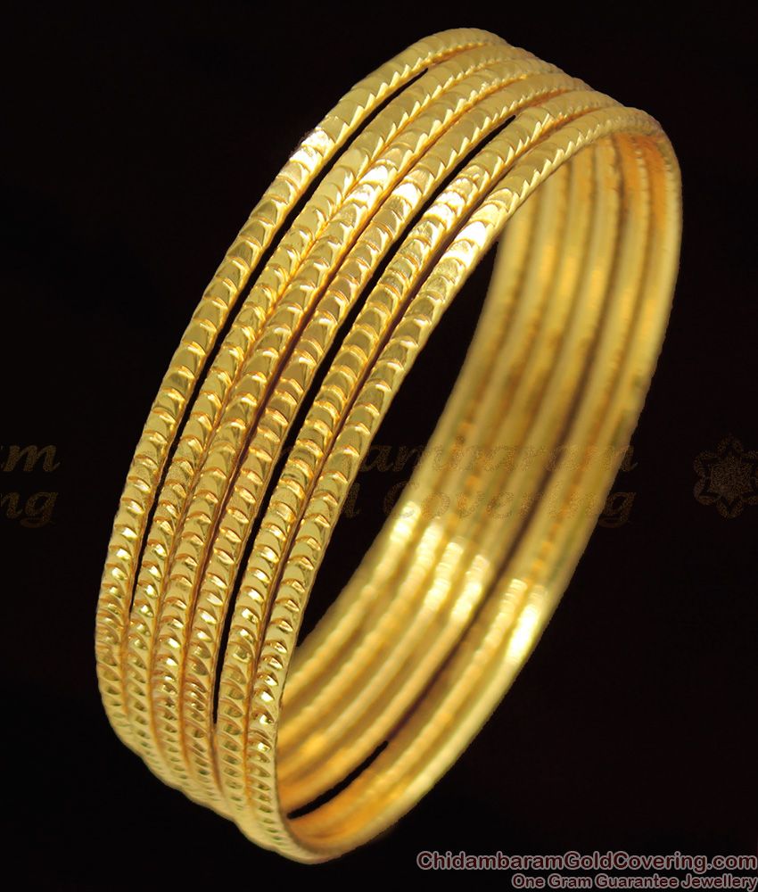 BR1092-2.4 Simple Set Of Six Gold Inspired Traditional Design Bangles Daily Use