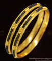 BR1094-2.6 Karugamani Black Beads Design Gold Bangles For Married Womens