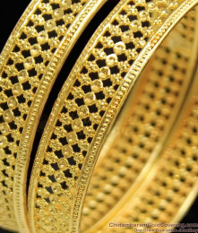 BR1101-2.8 Cinematic Design Gold Flower Net Pattern Bangles New Arrival
