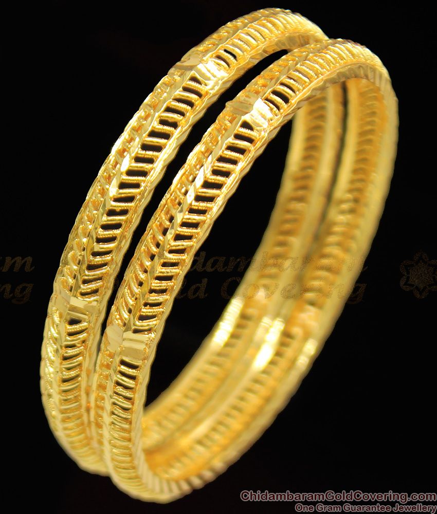 BR1104-2.6 Trendy Real Gold Daily use Bangles South Indian Traditional Design