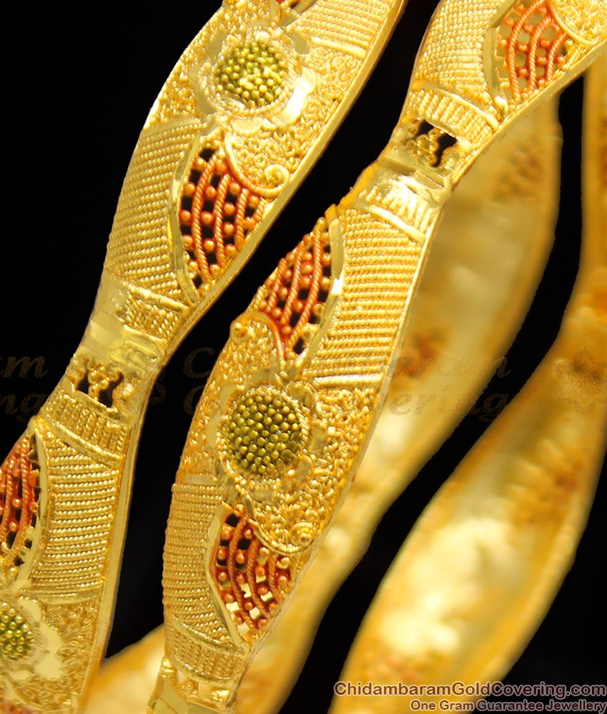 BR1114-2.6 Chidambaram Enamel Forming Gold Bangles Bridal Collection