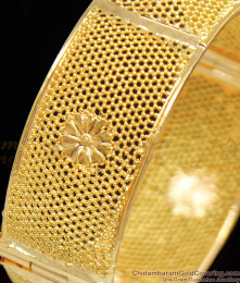 BR1115-2.6 Calcutta Design Fancy Gold Plated Kada Broad Bangle Screw Type