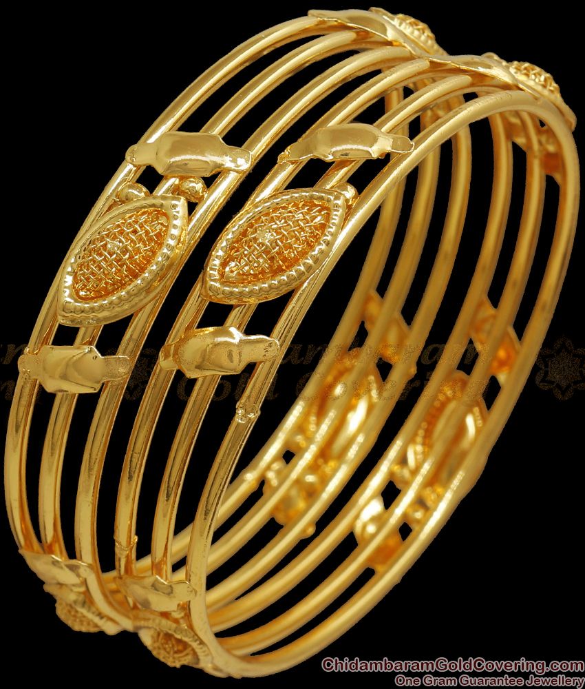 BR112-2.4 Size South Indian 2 Pieces Plain Design Gold Plated Imitation Bangles