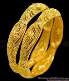 BR1131-2.4 Beautiful Leaf Flower Design Real Gold Net Type Bangles For Womens