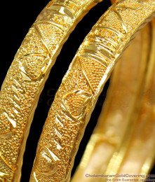 BR1132-2.6 Thick gold Plated Set Of Two Kerala Pattern Bangles For Daily Wear