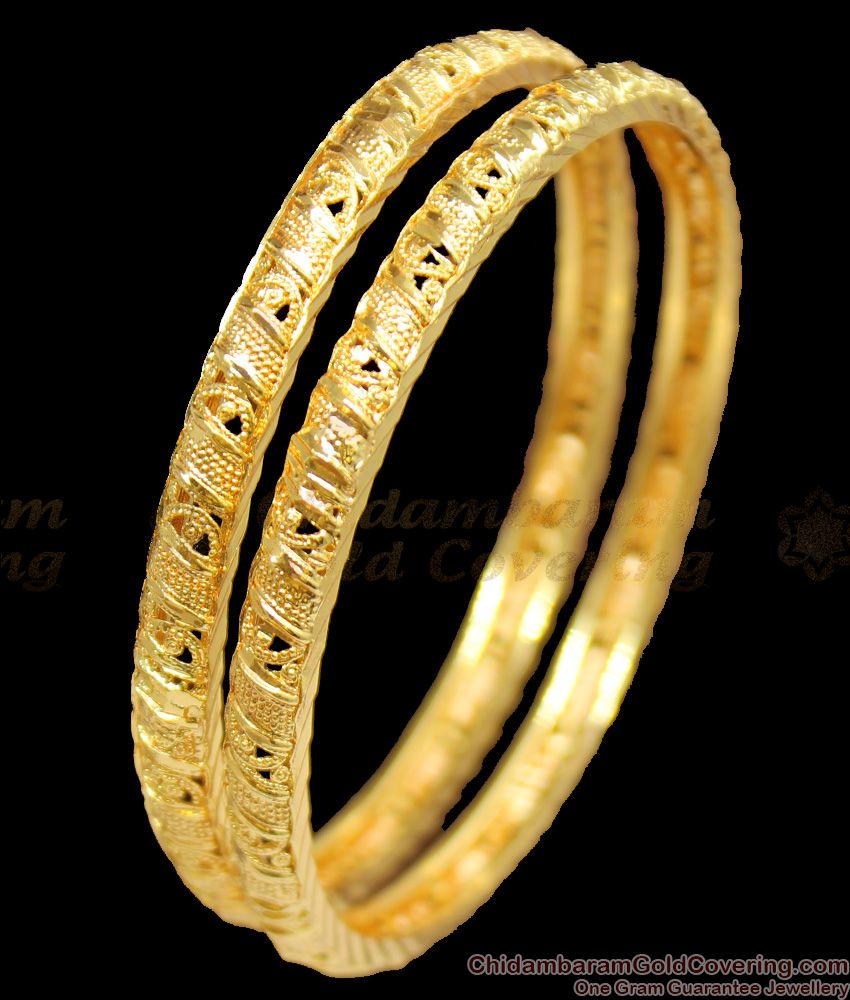 BR1137-2.8 Fancy Gold Plated Light Weight Set Bangles For Ladies Occasional Wear
