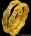 BR1141-2.6 Bridal Made Curvy Design Enamel Forming Gold Bangles For Marriage