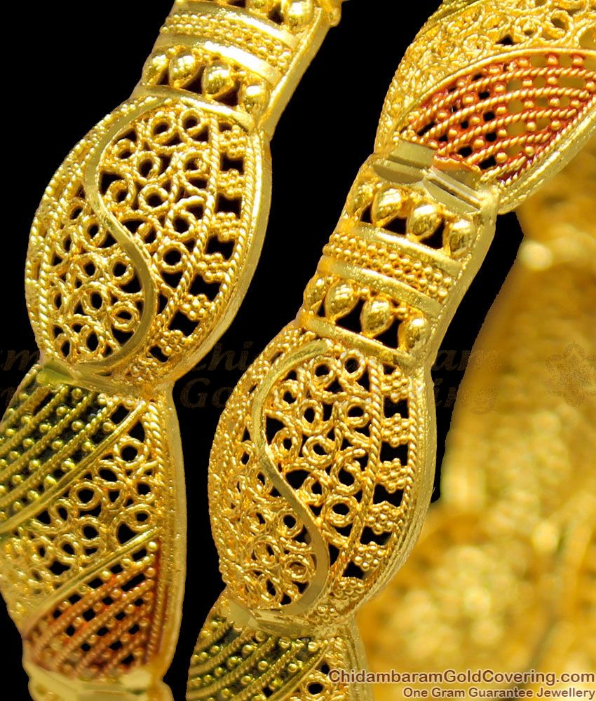 BR1141-2.6 Bridal Made Curvy Design Enamel Forming Gold Bangles For Marriage