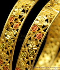 BR1144-2.4 Solid Leaf Pattern Enamel Gold Forming Bangles Bridal Collection Jewelry BR1144-2.4 Solid Leaf Pattern Enamel Gold Forming Bangles Bridal Collection Jewelry