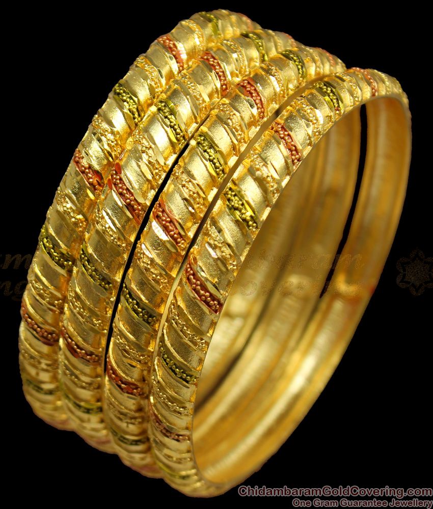 BR1146-2.4 Spiral Design Real Gold Forming Enamel Bangles Latest Collections