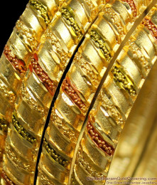 BR1146-2.4 Spiral Design Real Gold Forming Enamel Bangles Latest Collections