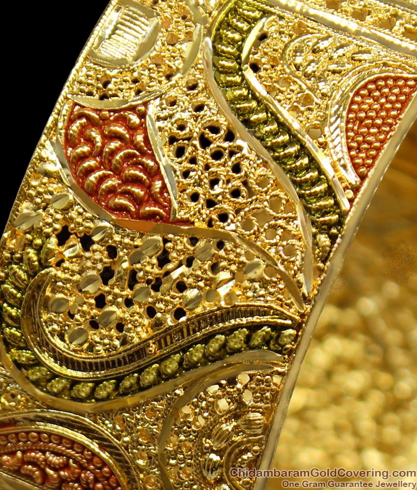 BR1150-2.6 Premium Gold Tone Broad Kada Bangles Bridal Design Jewellery