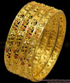BR1151-2.4 Precious Flower Design Enamel Forming Gold Bangles Set Of Four
