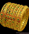 BR1152-2.6 Set Of Six Peacock Pattern Gold Forming Bangles For Marriage Functions