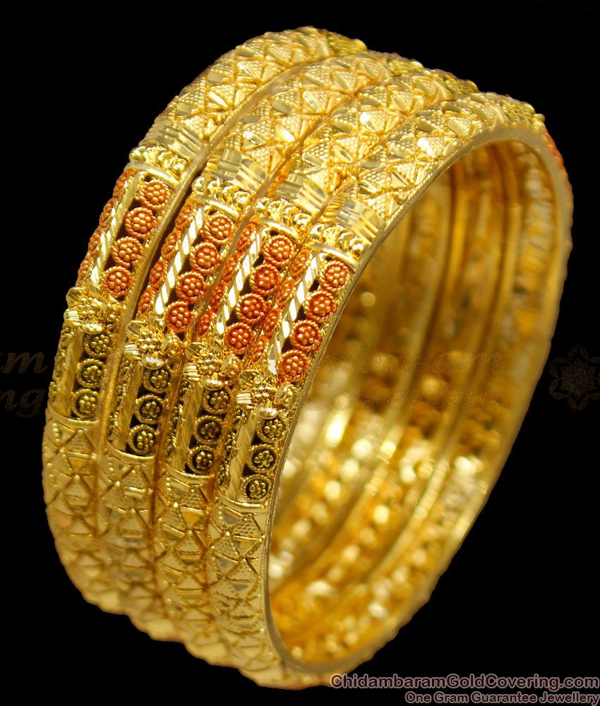 BR1155-2.4 Admiring Set Of Four Forming Gold Bridal Bangles Jewelry For Marriage