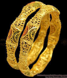 BR1159-2.4 Curvy Pattern Gold Inspired Forming Bangles Set Trendy Model